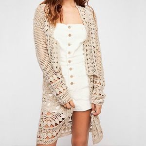 Free People crochet boho festival cardigan Size L